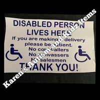 Disabled Person Living Here Sticker